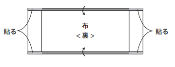 テープの幅に合わせて折り、はくり紙をはがして貼ります。