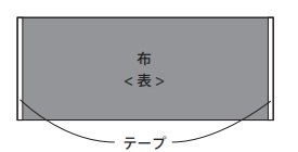 表に向け、図の位置にテープを貼ります。
