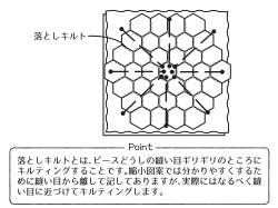 縮小図案を参照して、キルティング（落としキルト）をします。