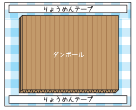布の裏の上下に両面テープをはる。