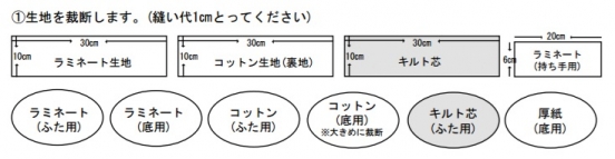 生地を裁断します。（縫い代2cmとってください）