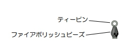 ティーピンにファイアポリッシュビーズを通してピン曲げをする。パーツを2コ作る。